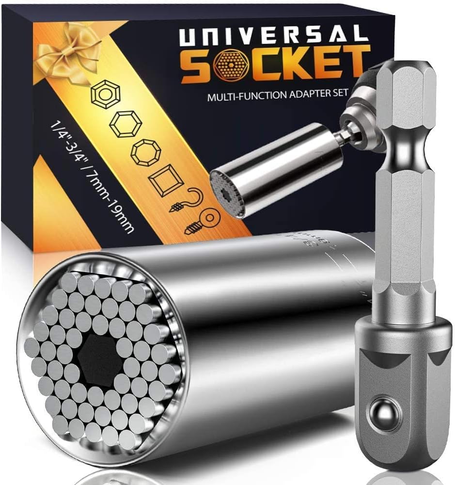 Fathers Day Dad Gifts from Daughters Son Kids Wife Super Universal Socket Tools Gifts for Men Gifts for Dad Grip Set with Power Drill Adapter Cool Stuff Ideas Gadgets for Men Gifts for Women Husband